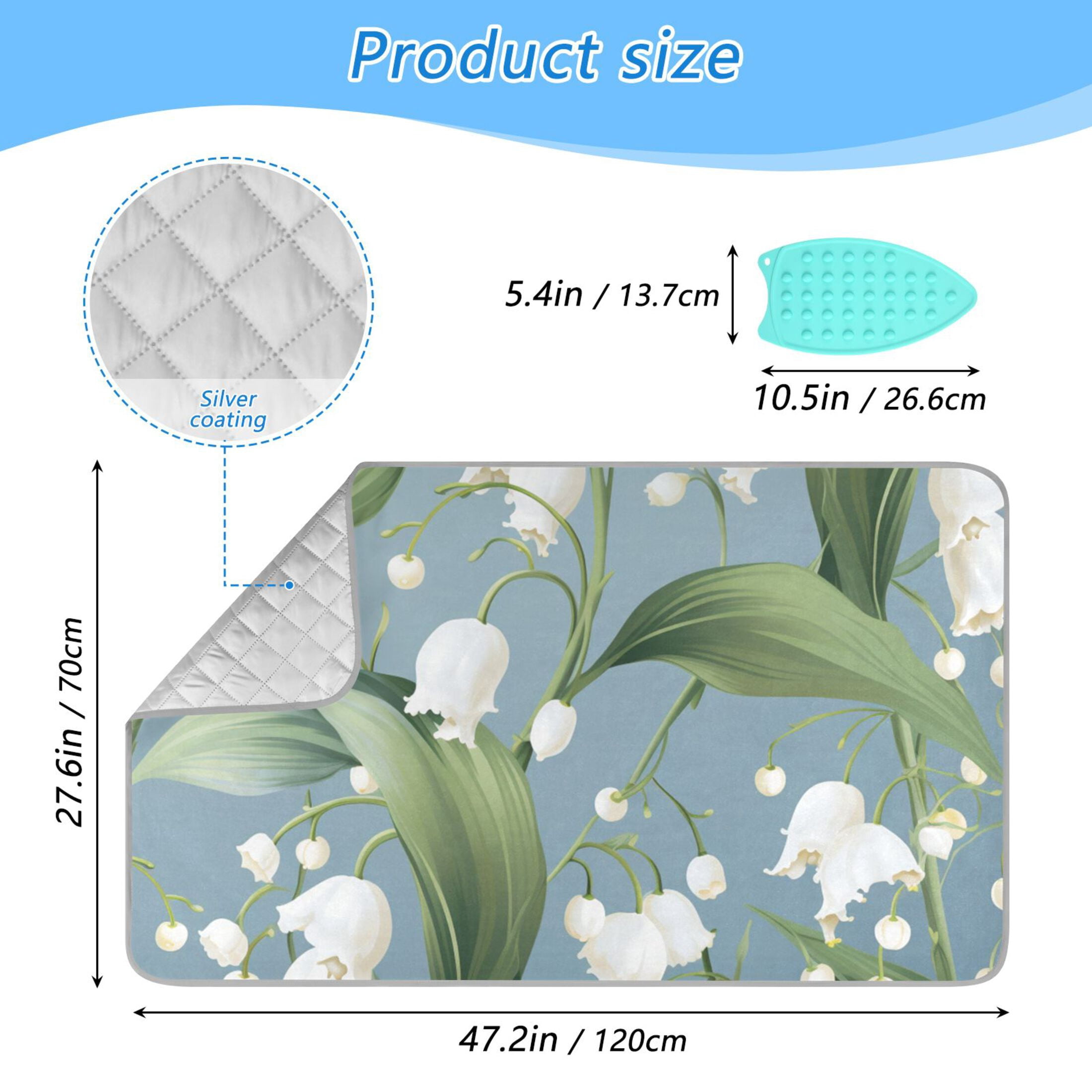 Flowers Of The Valley Leaves Ironing Mat Blanket Portable Travel Ironing Pad Heat Resistant Pad 47.2" x 27.6”