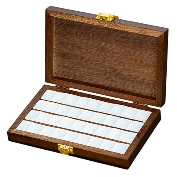 Watercolor Paint Wood Empty Palette Box Folding Paint Tray Portable Travel Paint Case for Acrylic Oil Paints 36 Grids