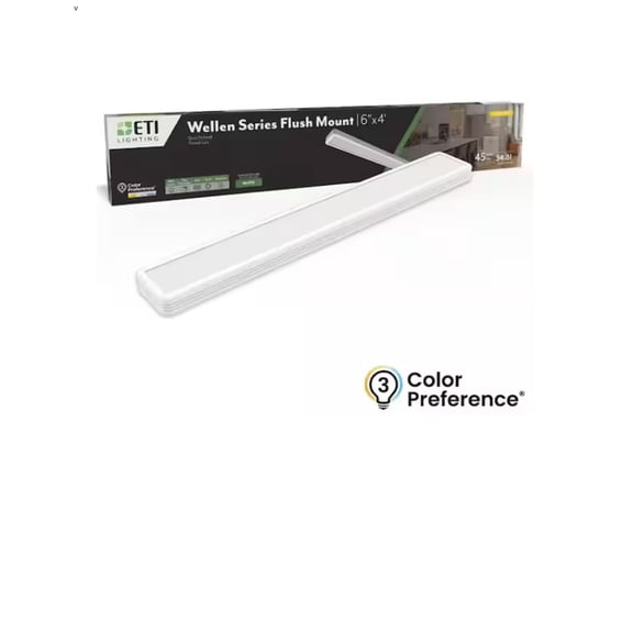 ETI 6” x 4ft  Wellen LED Linear Flush Mount, 2800 Lumen, 3CCT Color Preference, Dimmable, 120-Volt, C05013401A
