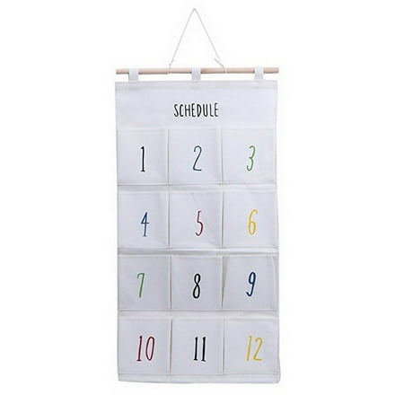 - Storage Bag Number 12 Pockets Distinctive Pattern Hanging Big Size Behind Door Wall Wardrobe Bedroom - White