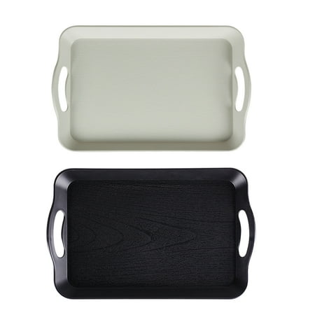 

2PCS Plastic Serving Tray Rectangular Non Food Tray Multifunctional Melamine Fruit Bread Cake Tray with Handle for Kitchen Restau