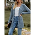 thumbnail image 3 of Diconna Women Fashion V-Neck Cardigan Solid Color Rib Long Sleeve Sweater Button-Down Fall Casual Soft Knit Coat, 3 of 7