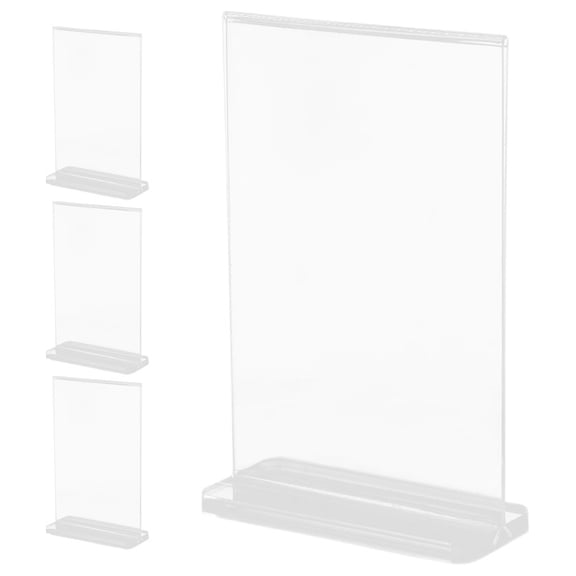 FRCOLOR MLINS 4pcs Acrylic Picture Frame and Sign Holder for Desk Name Cards Office Menu Table Paper Display Stand