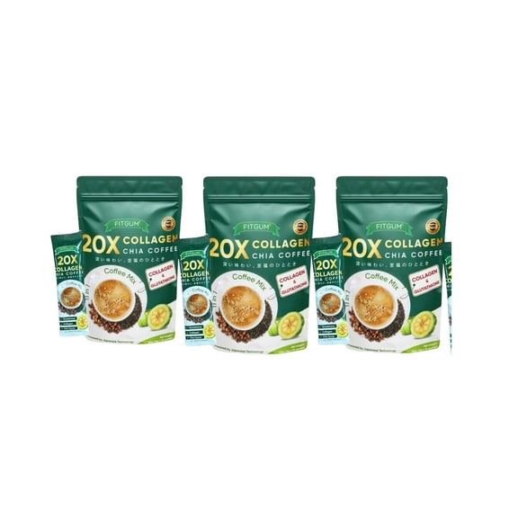 FITGUM 20X Collagen Chia Coffee - 11 in 1 Coffee Mix (3 Packs)