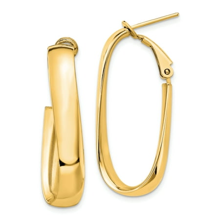 Leslie's - Leslies 14k Gold 6mm Twisted Oval Omega Back Hoop Earrings ...