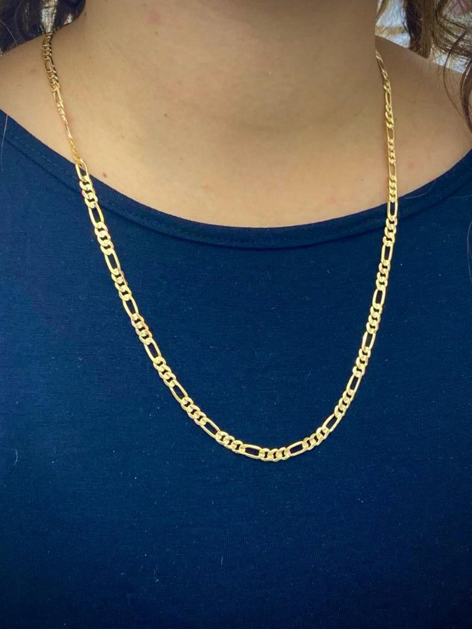 14K Gold Filled Figaro Link Chain Necklace 4mm 24" Mens Thick Jewelry Gifts
