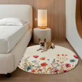 thumbnail image 2 of Round Rugs 8Ft, Pink Orange Teal Spring Floral Round Area Rug Washable Indoor Throw Carpet, Watercolor Botanical Summer Flowers Large Non Slip Circle Rug for Kids Room RV Home Decor Aesthetic, 2 of 8