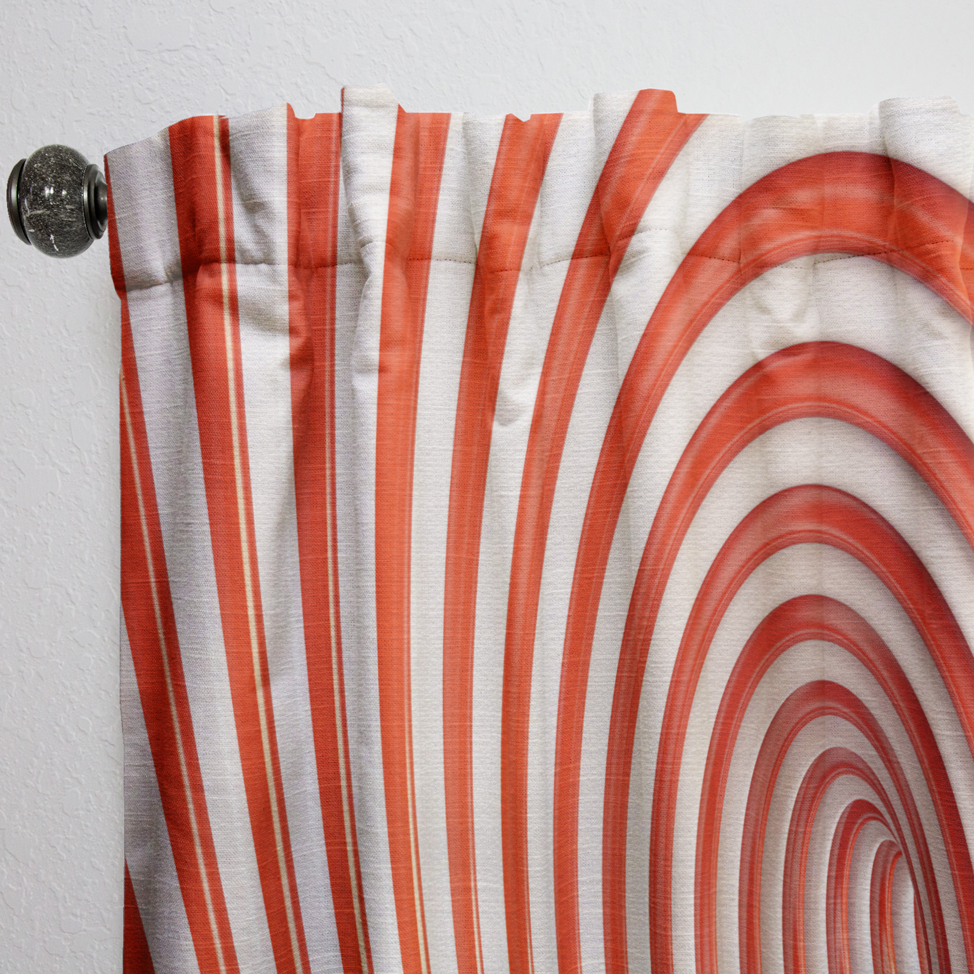 Designart 'Orange and White Spiral' Modern & Contemporary Curtain Panel