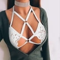 thumbnail image 4 of Gibobby Tangas de mujer sexy encaje Día de San Valentín Ropa interior de encaje hueco de metal con escote en V para mujer Sujetador de anillo transparente Ropa interior s(Blanco, XL), 4 of 5