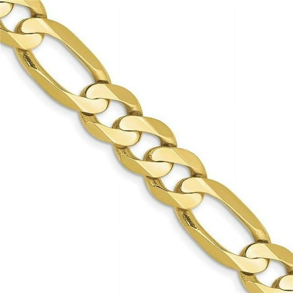 10K Yellow Gold 8.75 mm Concave Open 22 in. Figaro Chain