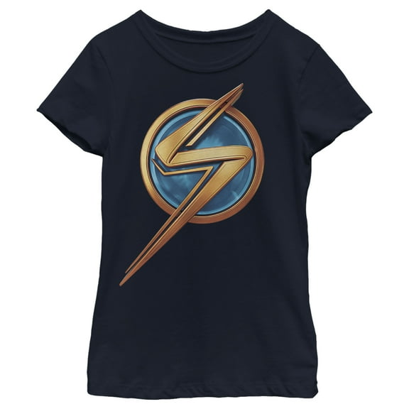 Girl's Marvel: Ms. Marvel Logo Icon  Graphic Tee Navy Blue Small