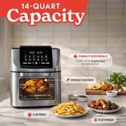 Gourmia 14 Qt Air Fryer Oven, 12 Presets, Rotisserie, FryForce 360°, Stainless Steel