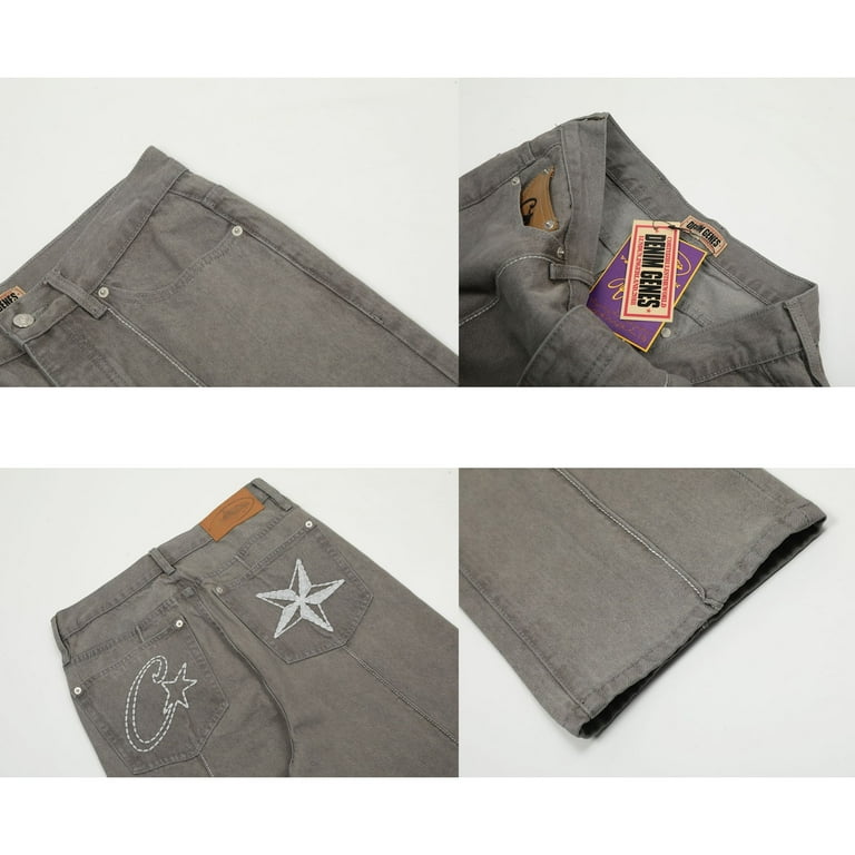 Corteiz Star Embroidered Denim Jacket - Vintage Washed Hip Corteiz Star Embroidered Denim Jacket - Vintage Washed Hip
