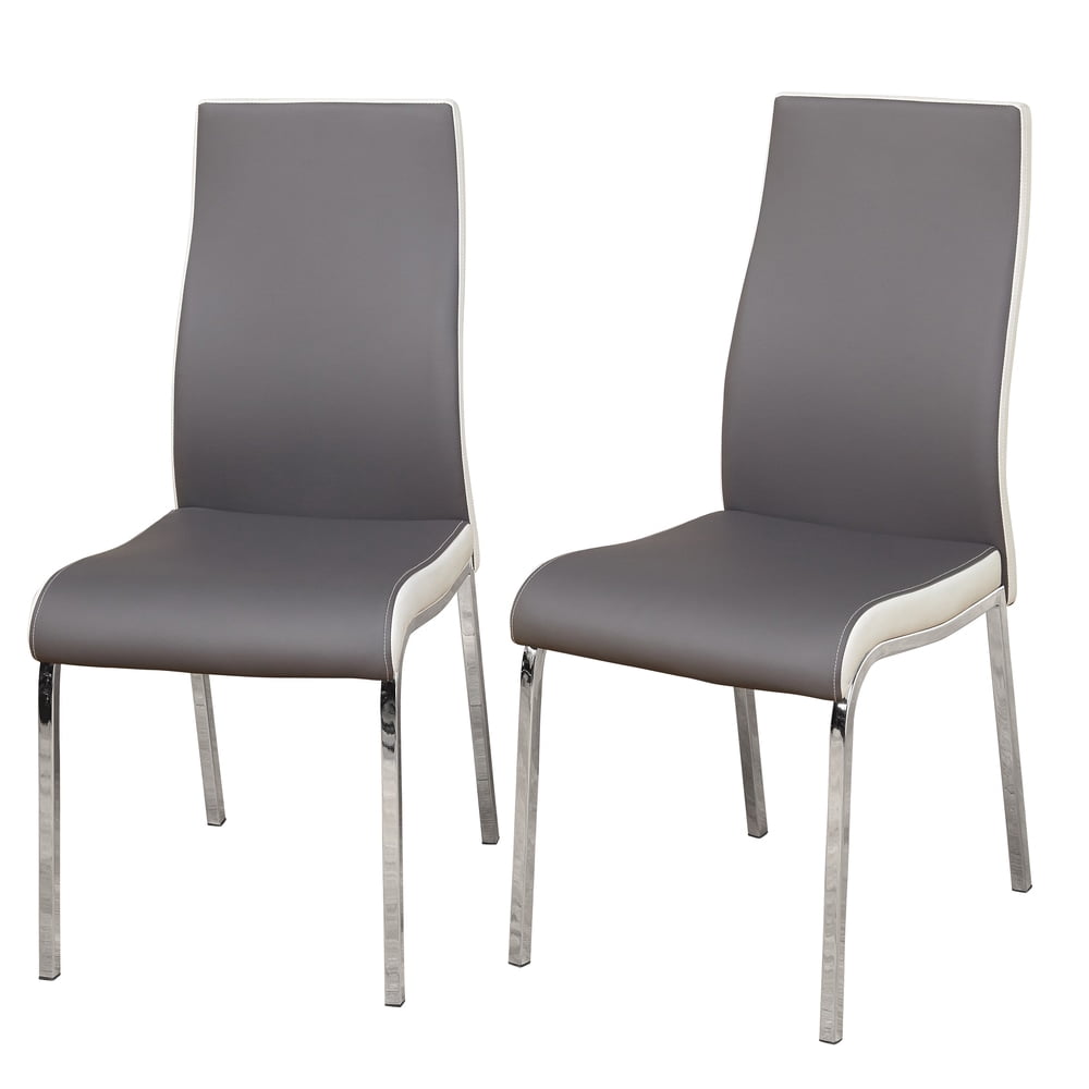 Simple Living Nora Dining Chairs Set of 2, Gray/White Chrome Finish