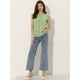 thumbnail image 3 of blusa de gasa con cuello en V de manga corta suelta para mujer Verde Claro S, 3 of 6