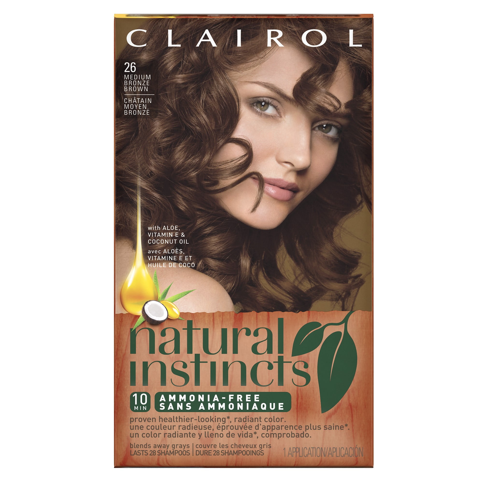 Clairol Natural Instincts Hair Color, 26 Hot Cocoa, Medium Bronze Brown, 1  Kit 