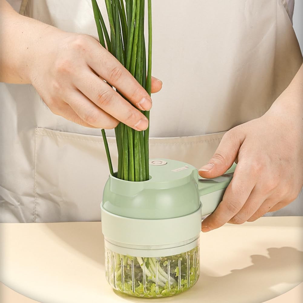 4 In1 Wireless Vegetable Processor Chop Whisk Clean Recharge, Smart Kitchen Appliances Chopper Vegetable Cutter Electric Slicer Ultimate Multi-Functional Small Hand Held Food Egg Onion Chopper