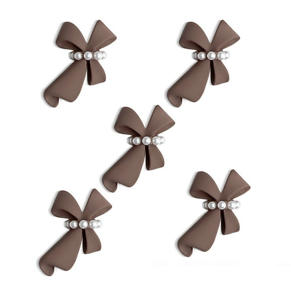 UDIYO 5Pcs Nail Ornaments Faux Pearl Design Vivid Color Plastic All-Purpose 3D Bow-knot DIY Nail Art Decorations Nail Accessories