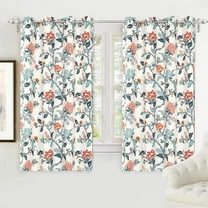 DriftAway Ada Floral Botanical Print Flower Leaf Lined Thermal Insulated Room Darkening Blackout Window Curtains 2 Layers Set of 2 Panels Each 52 Inch by 54 Inch Ivory Orange Teal