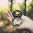 thumbnail image 3 of Vintage Bronze Compass Retro Pocket Compass for Outdoor Hiking Navigation, 3 of 8