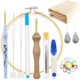thumbnail image 1 of 29 Pcs Punch Needle Embroidery Kits for Beginner, Adjustable Rug Yarn Punch Needle, Wooden Handle Embroidery Pen Embroidery Hoops Threaders Punch Needle Cloth Monks Cloth for DIY Sewing Embroidery, 1 of 7