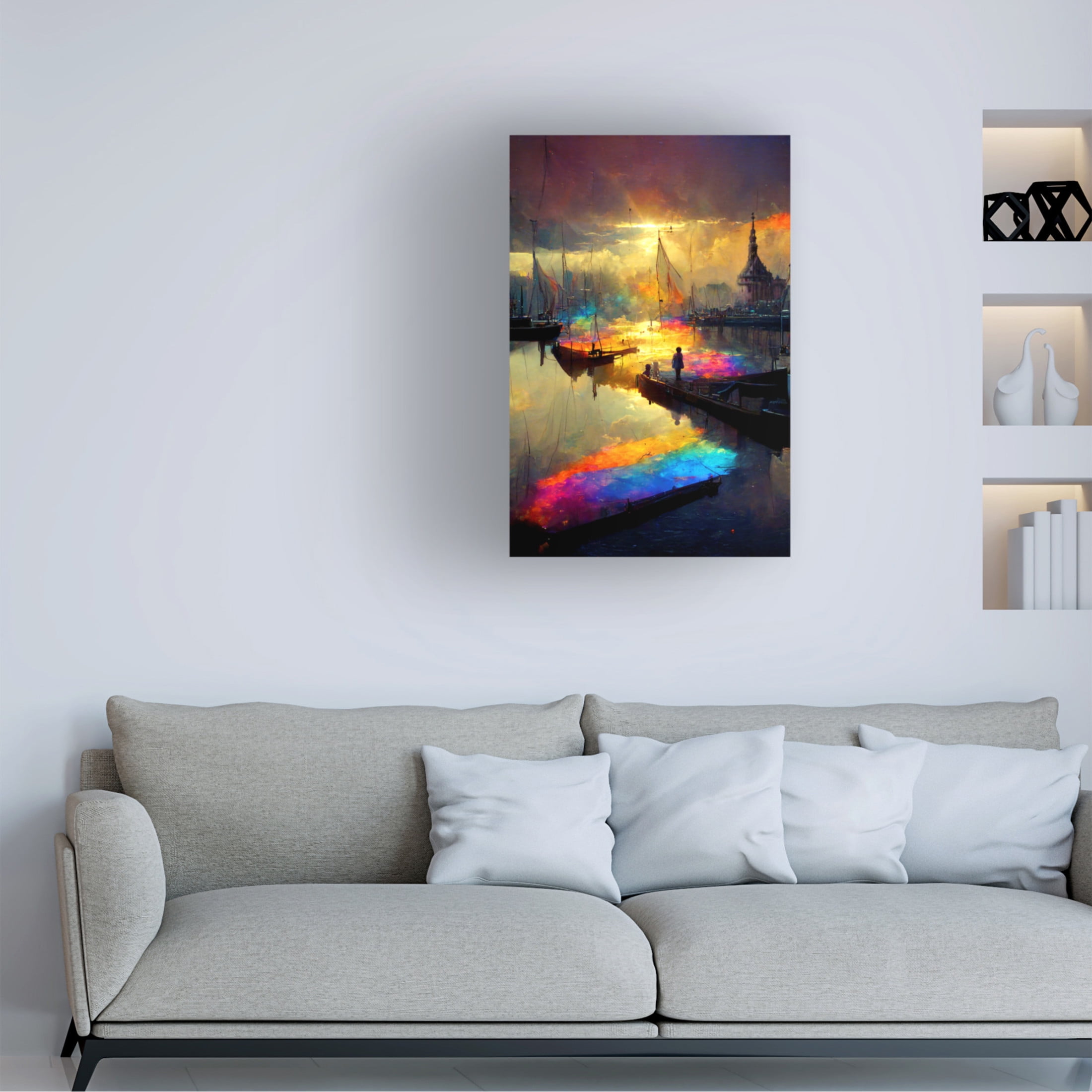 Canvas Wall Art - Ray Heere 'Dutch Cityview Harbour Of Hoorn 1' Wall Art for Living Room, Bedroom, or Office Décor by Trademark Fine Art - 30 x 47 Inches