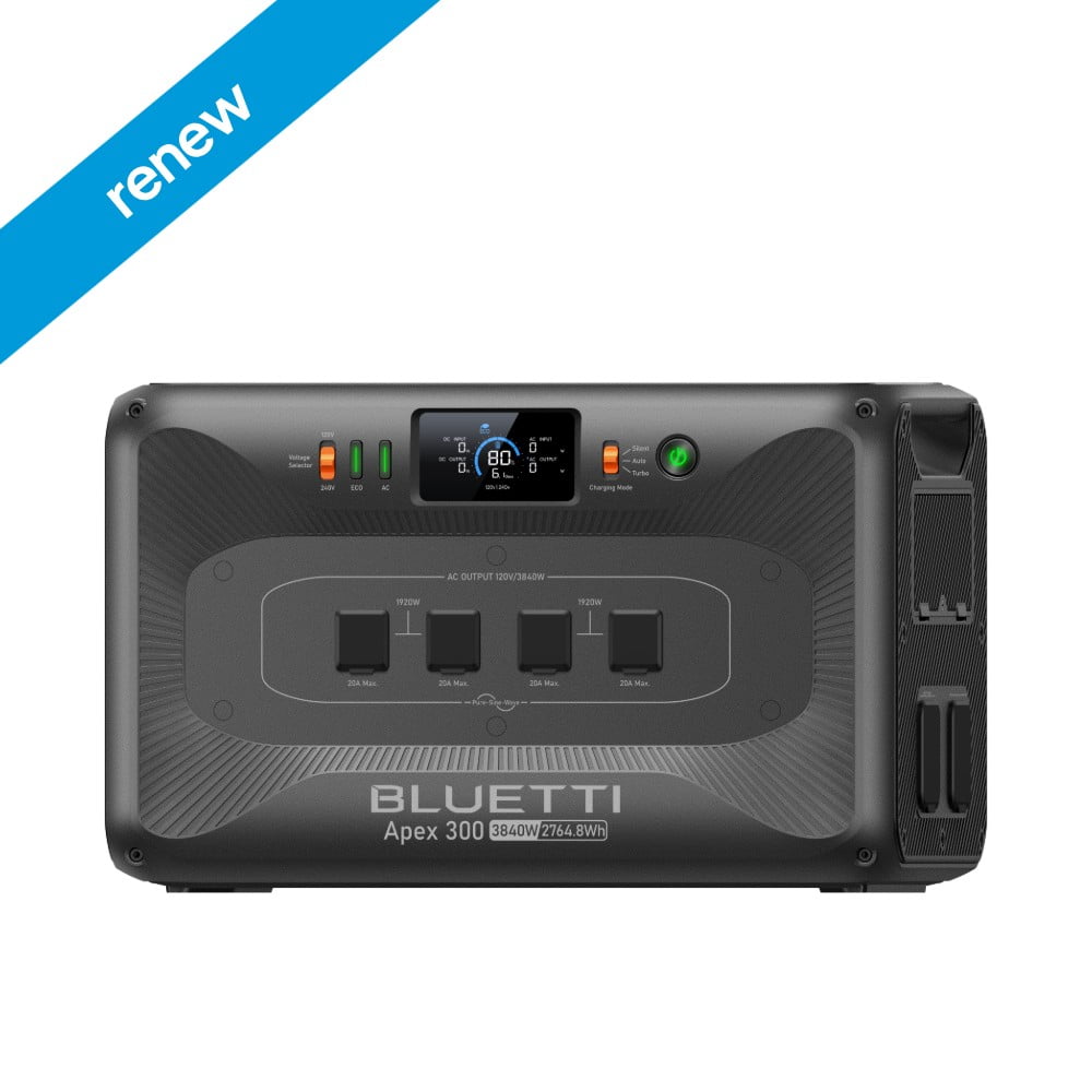 Restored Bluetti Apex 300 Expandable Power Station, 2764.8Wh Capacity, NEMA TT-30 & L14-50, AC & Car Charge for Outdoor AdventuresRefurbished