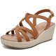 thumbnail image 1 of Sandalias Luoika con cuña ancha para mujer, color marrón, talla 8.5XW, 1 of 6
