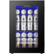 Simzlife 24 Can Mini Beverage Refrigerator, Portable Wine Cooler with Glass Door, Mini Refrigeratorfor Beverage/Wine/Beer,Black