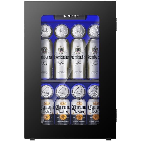 Simzlife 24 Can Mini Beverage Refrigerator, Portable Wine Cooler with Glass Door, Mini Refrigeratorfor Beverage/Wine/Beer,Black