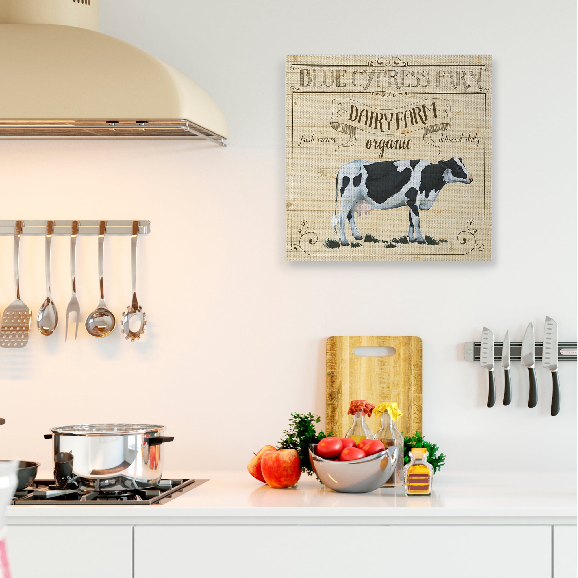 Stupell Industries Rustic Dairy Farm Cow Vintage Tan Beige Canvas Wall Art by Grace Popp