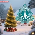 thumbnail image 3 of Stylish Metal Hanging Christmas Tree Wind Spinner - Geometric Design with White Trunk & Teal Background for Garden Decor, 3 of 7