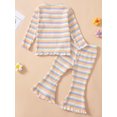 thumbnail image 4 of Suealasg Kids Baby Girl Clothes 6M 1T 2T 3T 4T Cute Long Sleeve 3D Crochet Flower Tops + Flare Pants Set 2Pcs Toddler Girl Spring Fall Outfit, 4 of 7