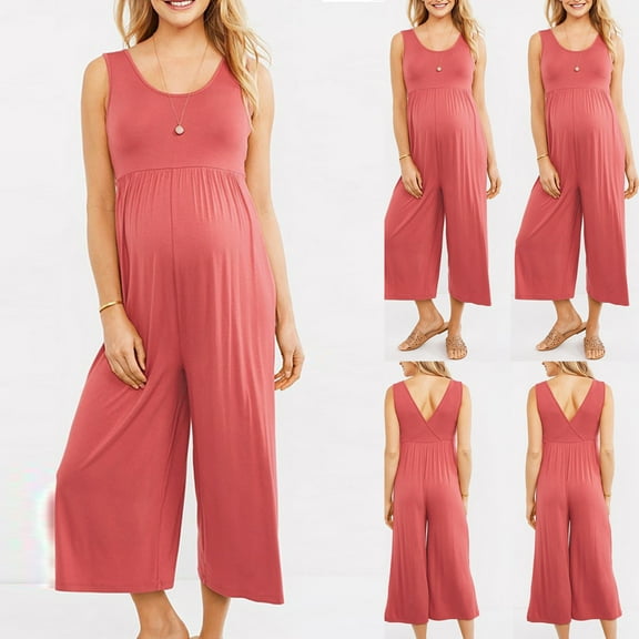 Tejiojio Maternity/Labor/Nursing Clothing Women Sleeveless Pregnancy Maternity Pants Solid Ladies Summer Jumpsuit Rompers