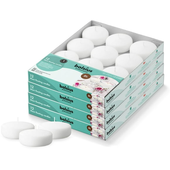 Velas flotantes BOLSIUS de 7,62 cm, blancas, 48 unidades, sin perfume