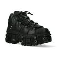thumbnail image 3 of New Rock Boots WALL106-S25 Unisex Metallic Black Leather Platform Gothic Boots 36, 3 of 6