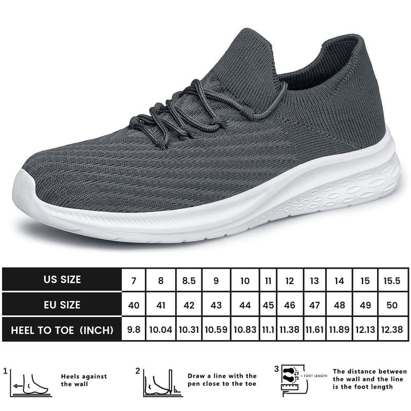 vibdiv Mens Slip On Walking Shoes Lightweight Breathable Non Slip Running Shoes Comfortable Fashion Sneakers for Men Grey Size 7