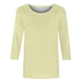thumbnail image 4 of Women Casual 3/4 Sleeve Length T Shirts Tunic Tops Round Neck Loose Fit Basic Tee Solid Color Blouse for Work Daily, 4 of 5