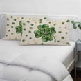 thumbnail image 3 of Green Shamrock Pillow Covers, Linen Long Throw Pillow Case, Spring Three Leaf Star Love Lucky Beige Holiday Pillow Protector Decorative Cushion Cover for Living Room/Bedroom 20" x 30", 3 of 8