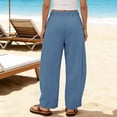 thumbnail image 7 of Vmvidoty Pants for Women Wide Leg 100% Cotton Pant Summer Casual Flowy Pants with Pocket Drawstring Loose Sky Blue S, 7 of 7