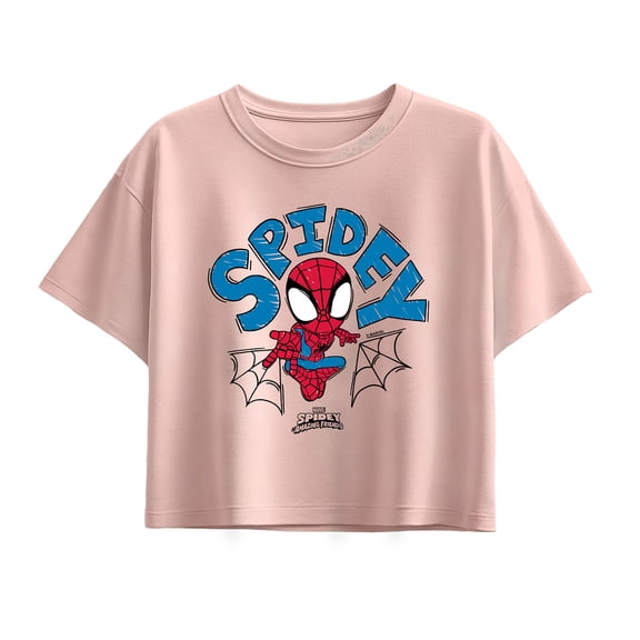 Spiderman - Scribble Spidey - Youth Girls Boxy T-Shirt