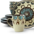 thumbnail image 5 of Elama Clay Hart 16 Piece Round Stoneware Dinnerware Set in Tan and Blue, 5 of 11