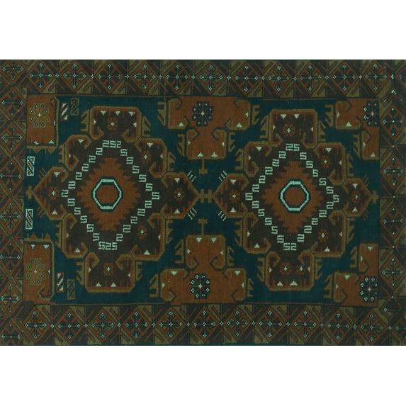 Ahgly Company Machine Washable Indoor Rectangle Persian Turquoise Blue Traditional Area Rugs, 5' x 8'