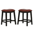 thumbnail image 3 of Poundex F1821 24 in. Kitchen Saddle Counter Stool in Burgundy Red Faux Leather - Set of 2, 3 of 6