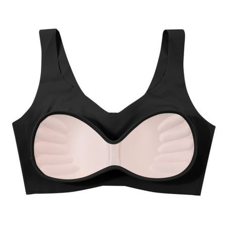 

PEASKJP Plus Size Bandeau Bras for Women Breathable Women Seamless Bandeau Bra Strapless Bralette Padded Tube Top Bra Black L
