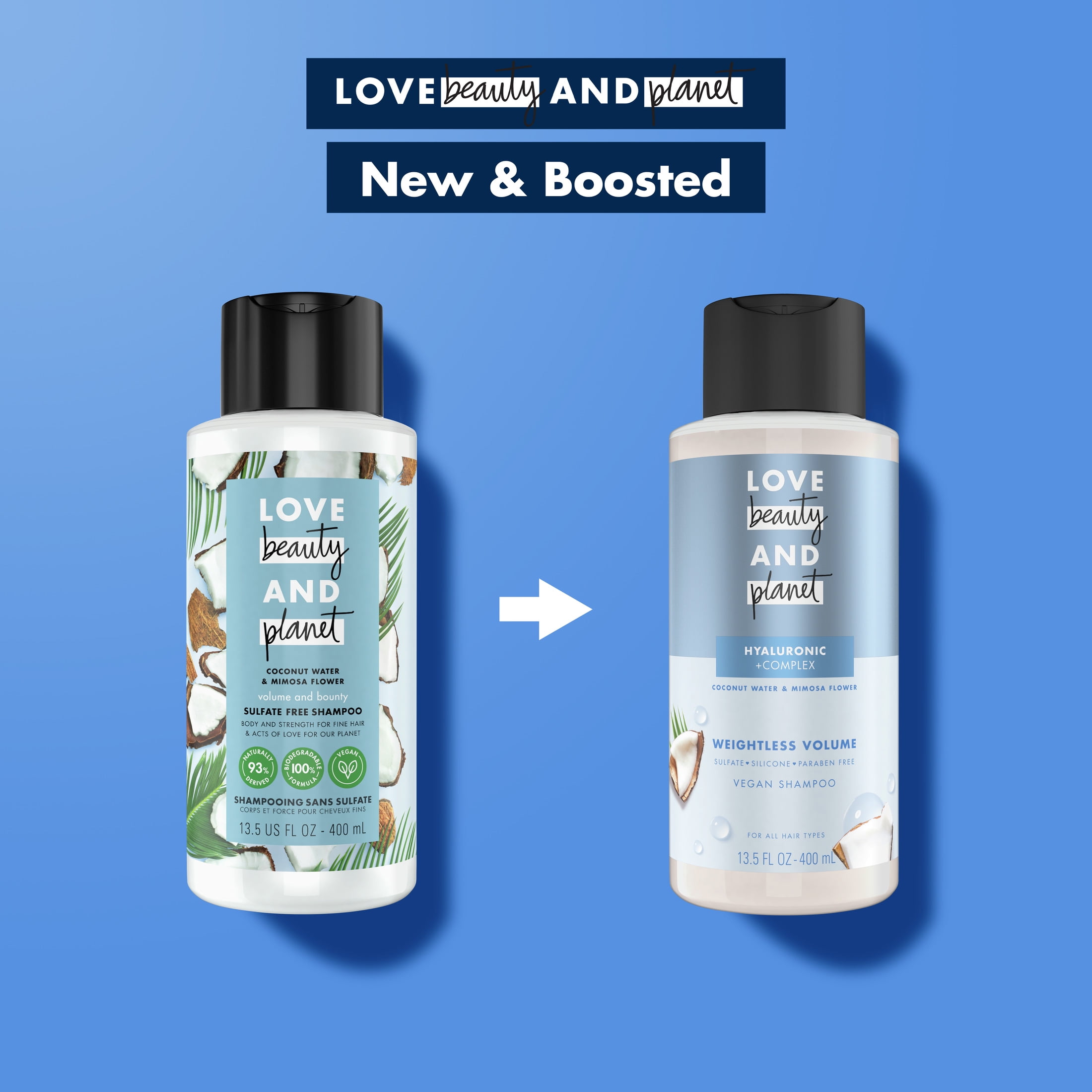 Love Beauty and Planet Daily Shampoo with Coconut Water All Hair Types, Mimosa Flower, 13.5 fl oz