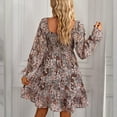 thumbnail image 3 of Women's Summer Vintage Dress Loose Print Resort Bohemian Dress Brown XL, 3 of 7