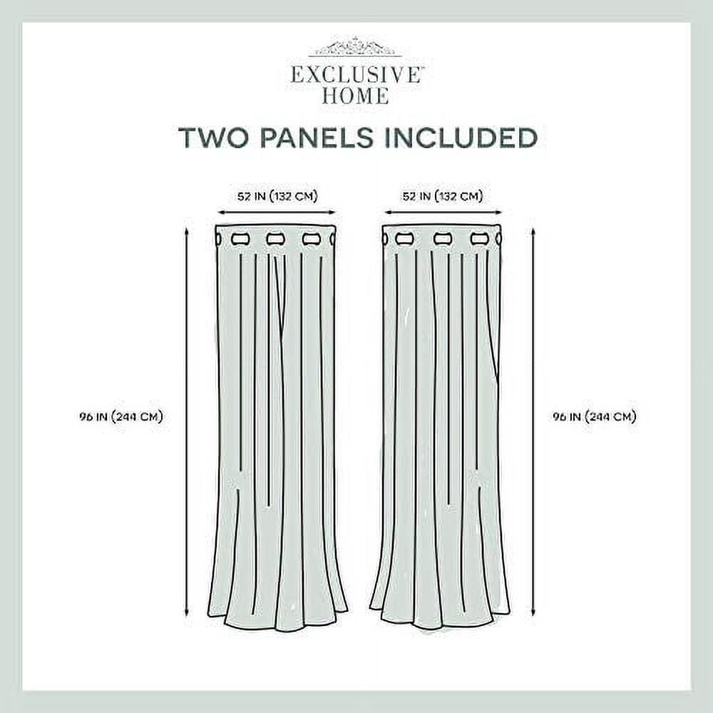 Exclusive Home Medallion Room Darkening Blackout Grommet Top Curtain Panel Pair, 52"x96", Black Pearl