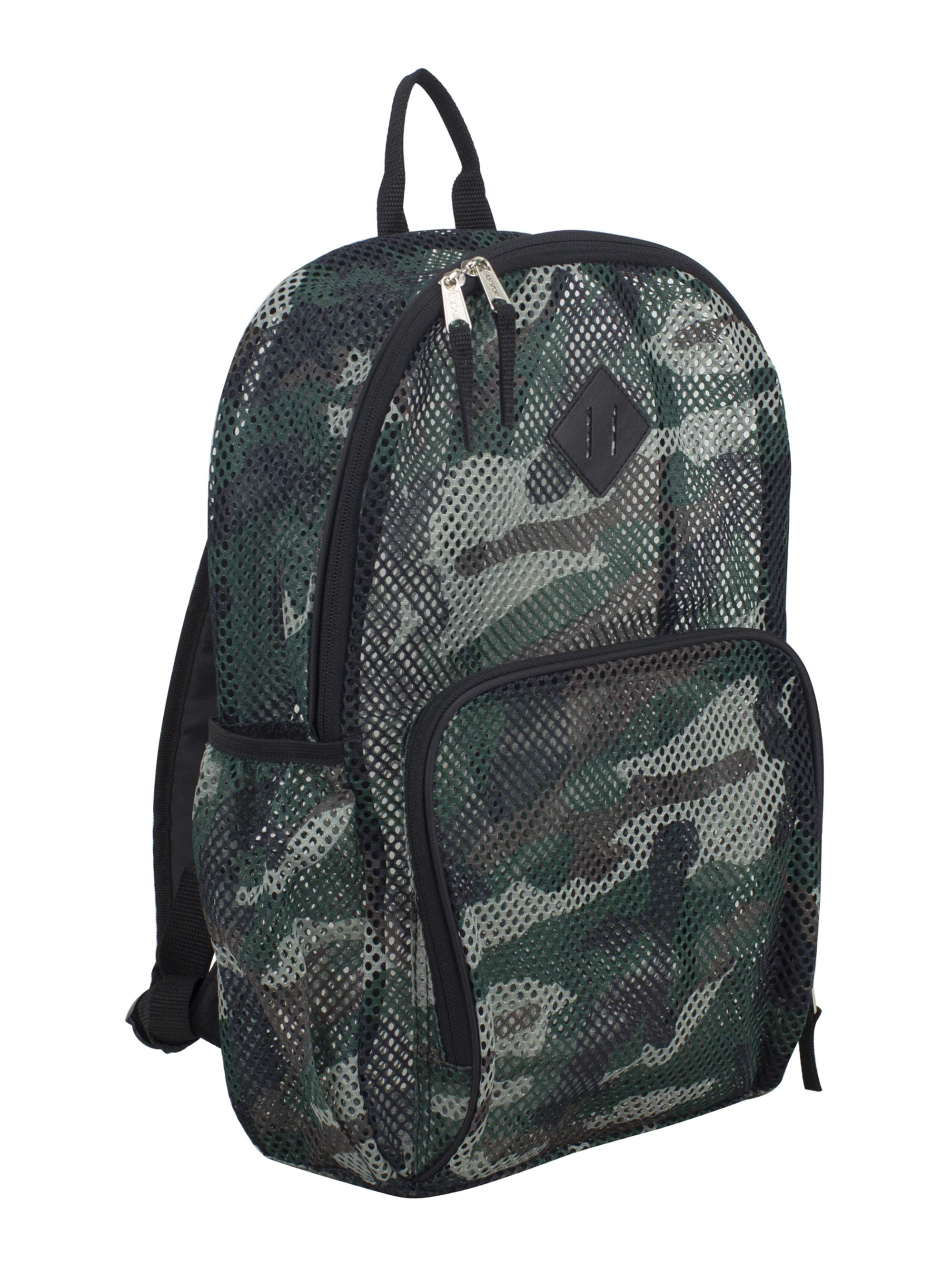 backpack with mesh front pocket