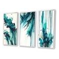 thumbnail image 3 of Designart "Turquoise Tropics - A Celebration of Joy II" Abstract Liquid Ink Framed Wall Art Set Of 3 - Blue Modern Frame Canvas Set For Living Room Decor, 3 of 6